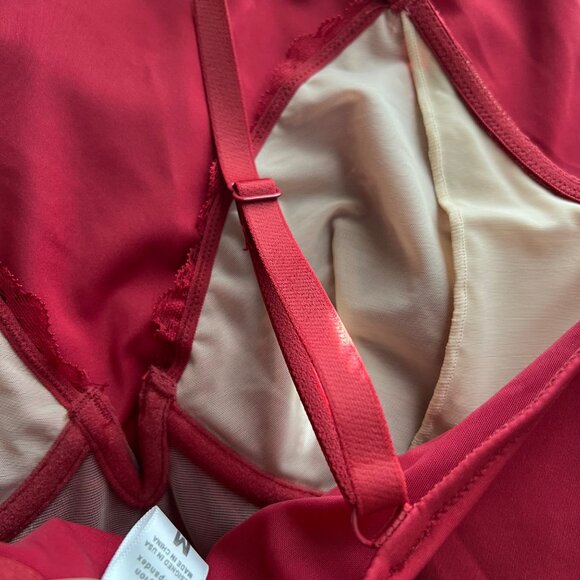 Popilush The Shapewear Slip Maxi Dress Women's M Red Lace Slit Adjustable Y2K - Picture 12 of 12